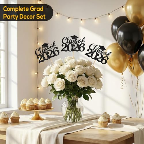 Class of 2026 Graduation Cake Toppers & Centerpieces Kit - 12PCS