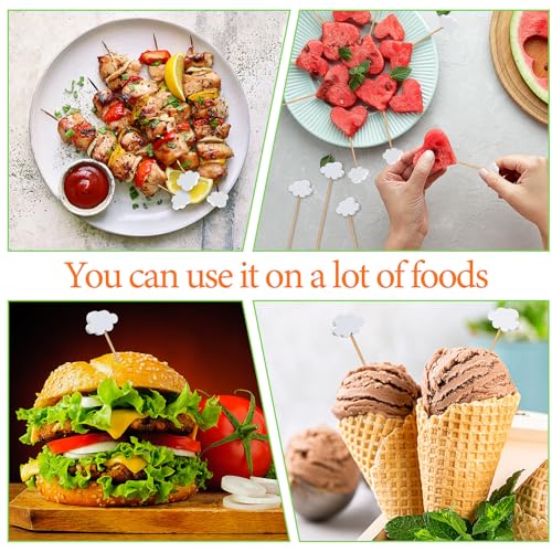 Queekay White Cloud Cupcake Toppers - 100 Bamboo Food Picks