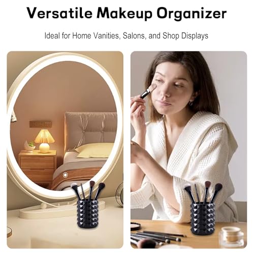 YAFIYI Acrylic Makeup Brush Holder - Black Clear Cosmetic Organizer for Vanity