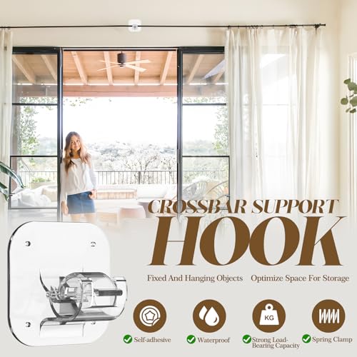 No-Drill Curtain Rod Brackets - 4PCS Self-Adhesive Heavy Duty Holders