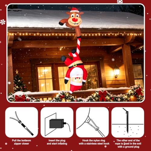 7.2ft Inflatable Christmas Santa Claus with Reindeer & LED Lights - Indoor Outdoor Holiday Decor