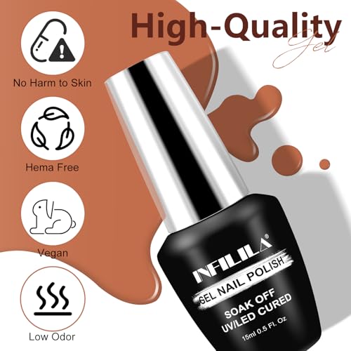 NXJ INFILILA Brown Gel Nail Polish 15ml Chocolate Soak Off UV LED
