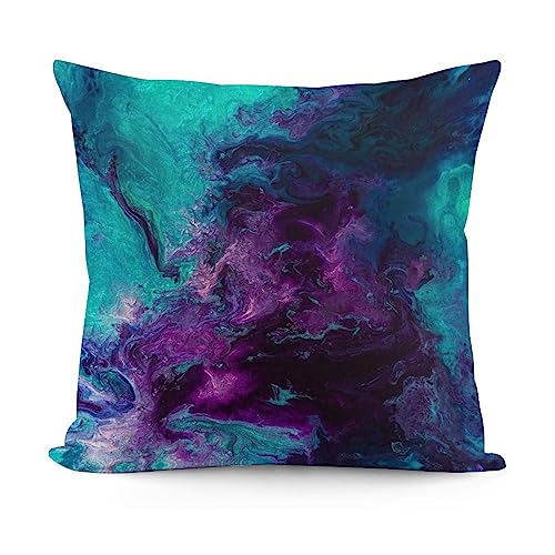 Galaxy Velvet Throw Pillow Cover - Purple Teal 12x12 Cozy Cushion