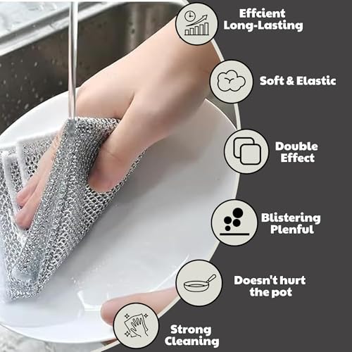 CrafTreat Non-Scratch Wire Dishwashing Cloths, 10-Pack