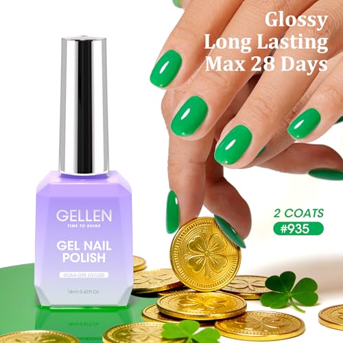 GELLEN Green Gel Nail Polish - 18ml High Pigment Soak Off UV/LED Polish