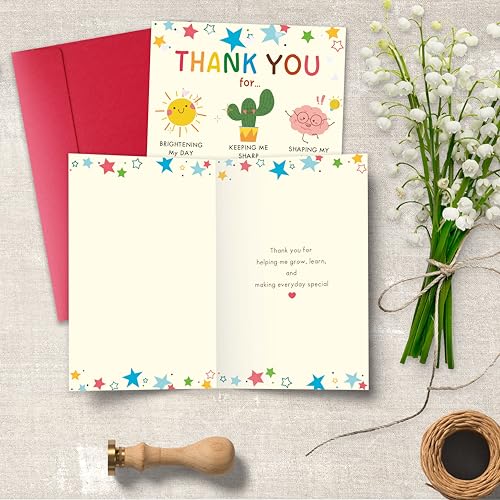 Cute Teacher Appreciation Thank You Card - End of Year Gift from Kids or Parents - Heartfelt Gratitude Card for Preschool & Daycare Teachers - Cheeklee