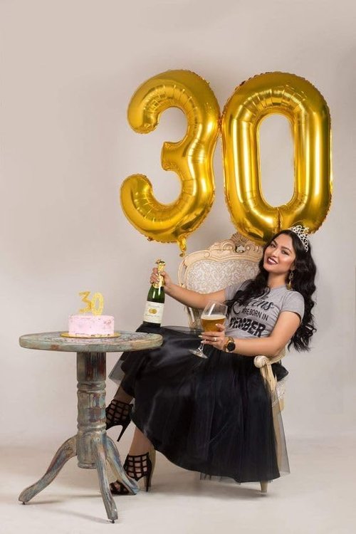 Gold Number 30 Balloon - 40 Inch Golden Birthday Decoration for 30th Celebration | Party Supplies