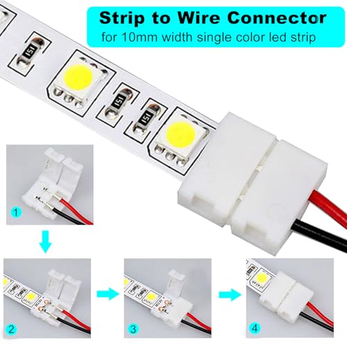 2 Pin LED Strip Connector with Inline Switch - 3 Pack for 10mm Lights