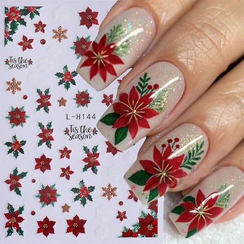 Christmas Nail Art Stickers 3D Self-Adhesive Winter Decals 6 Sheets