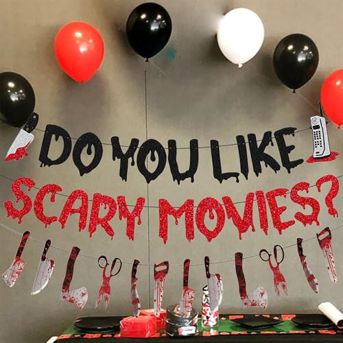 Red Glitter Happy Birthday Banner - Halloween Party Decorations