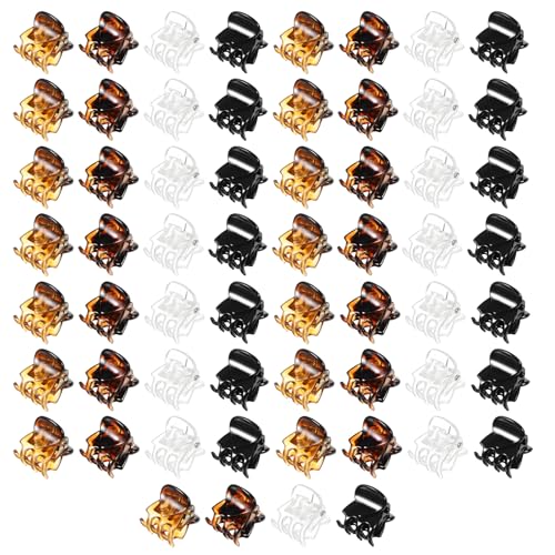JJUNW 60 Pcs Mini Hair Claw Clips, 1.5cm Plastic Non-Slip Tiny Jaw Clamps