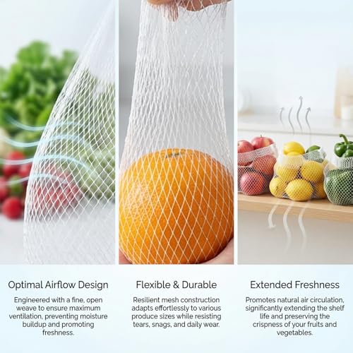 Sukh 90Pcs 24-Inch Reusable Mesh Produce Bags for Seafood & Vegetables