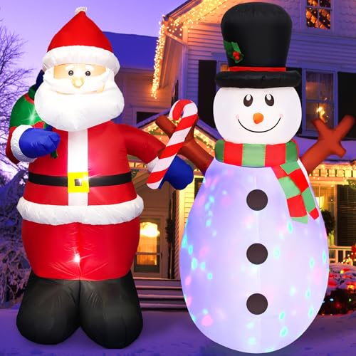 5 FT Inflatable Santa and Snowman Christmas Yard Decorations with Bright LEDs