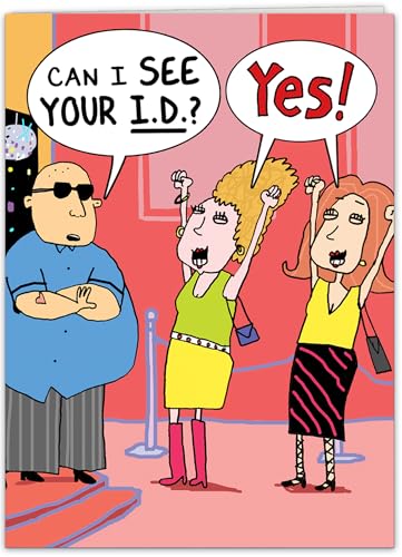 Funny Birthday Card for Women with Age Joke & Free Postcard