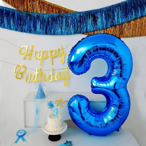 40-Inch Navy Blue Number Foil Balloon Set for Birthday & Anniversary
