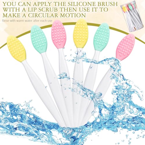 Patelai 30 Pcs Double-Sided Silicone Lip Scrubber & Exfoliator Brushes