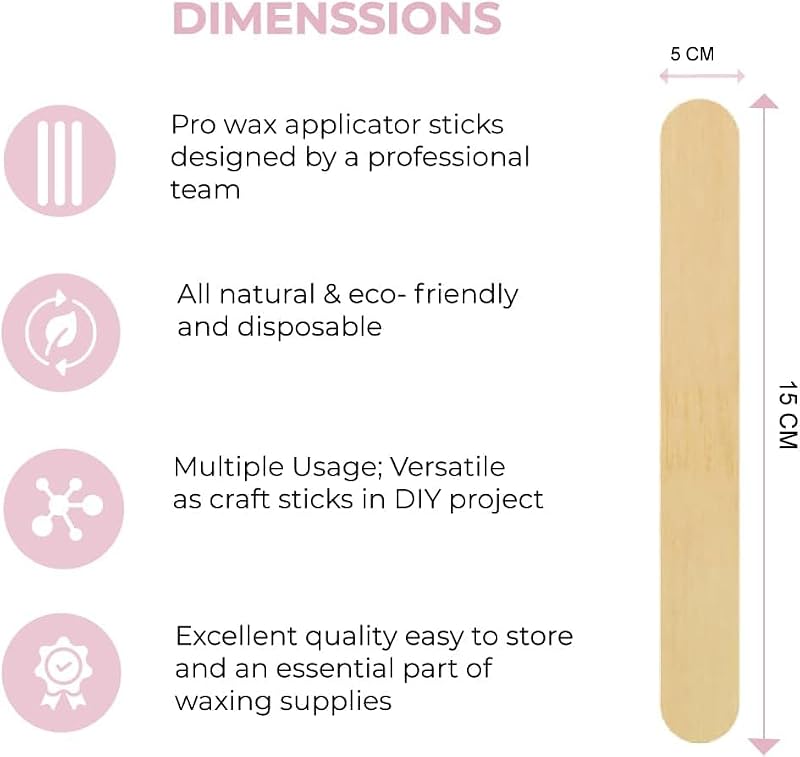 Mibly Jumbo Wooden Craft Sticks & Wax Spatulas – 80 Pack Smooth Wood Sticks