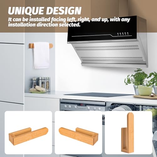 Maveite 8-Inch Bamboo Towel Bar - Self-Adhesive Wall Mounted Towel Rack