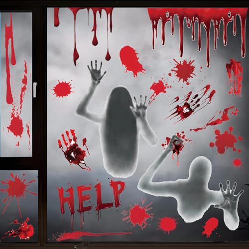 Halloween Window Clings - 43 PCS Removable Decor for Windows