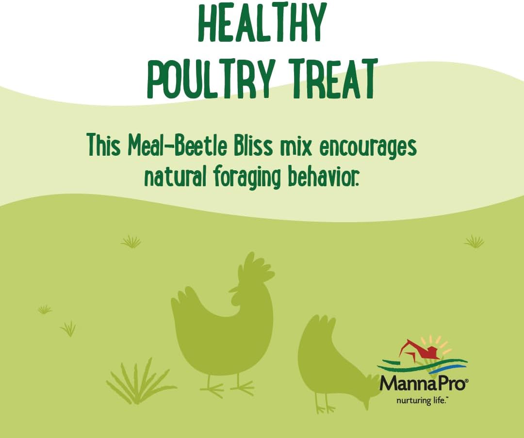 Manna Pro Beetle Bliss Poultry Treat - All-Natural Mealworm & Beetle Blend - 25oz, 45% Protein