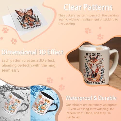 12PCS Boho Retro Flower UV DTF Stickers for Mugs & Tumblers