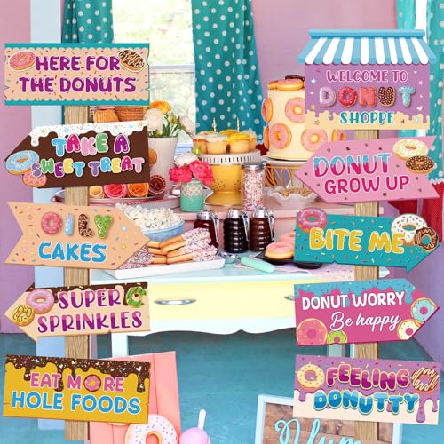 20 Pcs Donut Party Decorations - Directional Signs for Birthdays & Showers