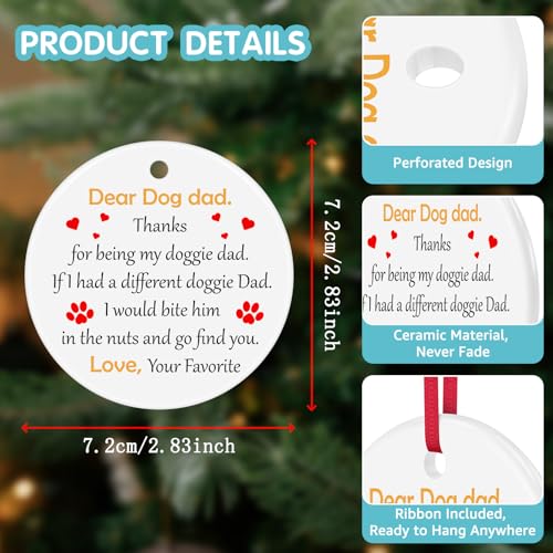 Dog Dad Ceramic Ornament Keepsake Sign Novelty Gift for Dog Lovers