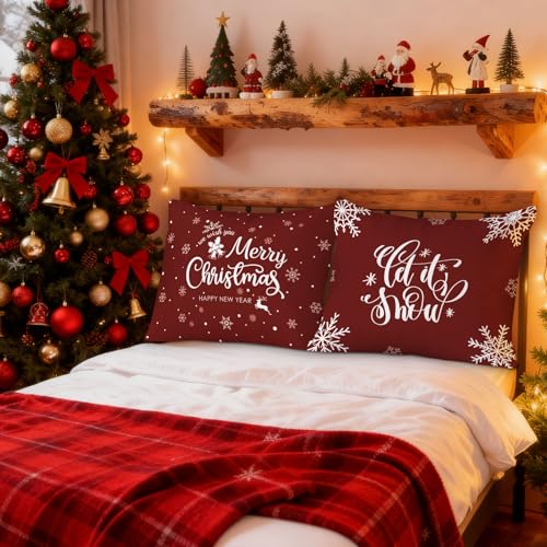 Lanpn Christmas Decorative Pillow Covers, 20x26 Standard Shams - Set of 2