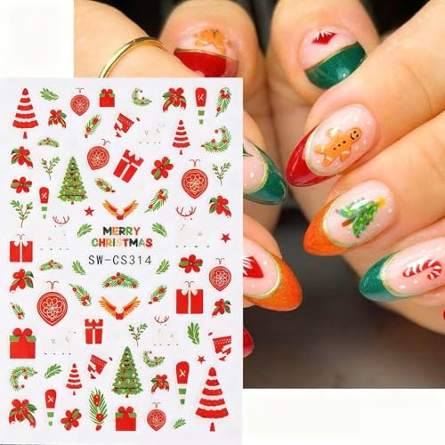 TANYOOTO Christmas Nail Art Stickers 6 Sheets Winter Holiday Decals
