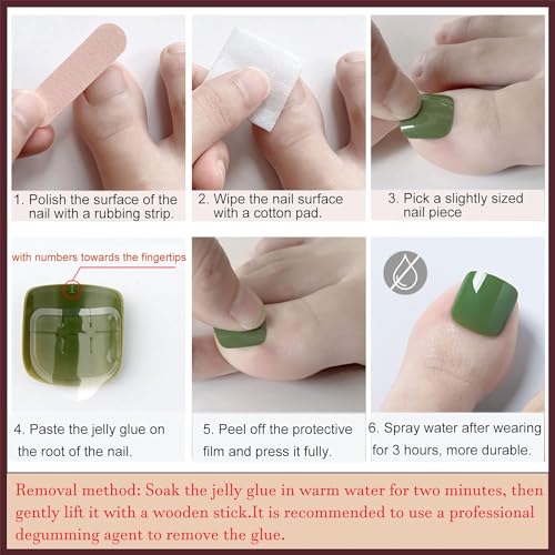 Press on Toenails Colorful Gradient Short Square Fake Toenails Glossy Acrylic Toe Nails 24 Pcs