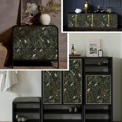 Dark Green Fern Self-Adhesive Shelf Liner - 17.3" x 118"