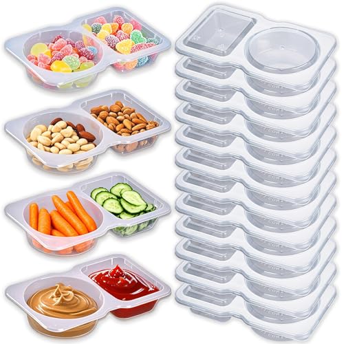 Aizzke 12-Pack Double Compartment Snack Containers with Lids, 180ml