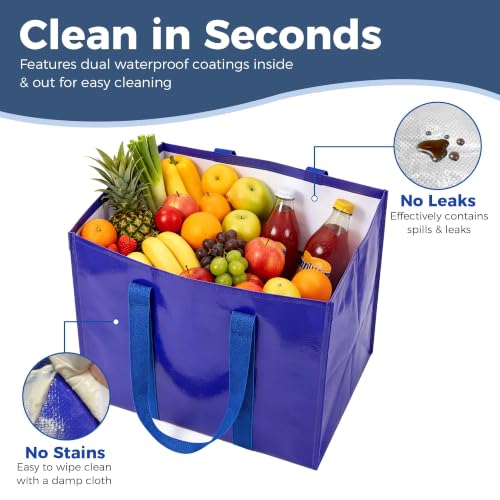 WISELIFE Reusable Grocery Bags - 33L Foldable & Waterproof Shopping Totes