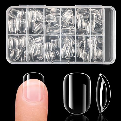 Krofaue Kids Fake Nails 240pcs Clear Press On Nails Short Oval