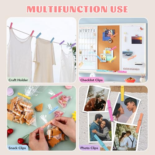 Skdtazrz 72 Pack Pastel Colored Wooden Clothespins - 2.9 Inch Craft Pins