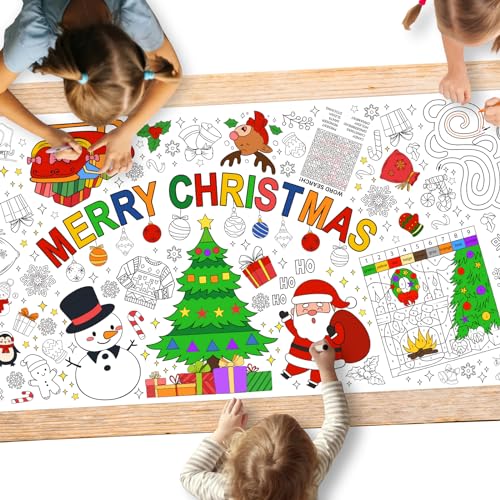 Christmas Activity Poster Banner - 31.5 x 72 Inches Holiday Coloring & Games