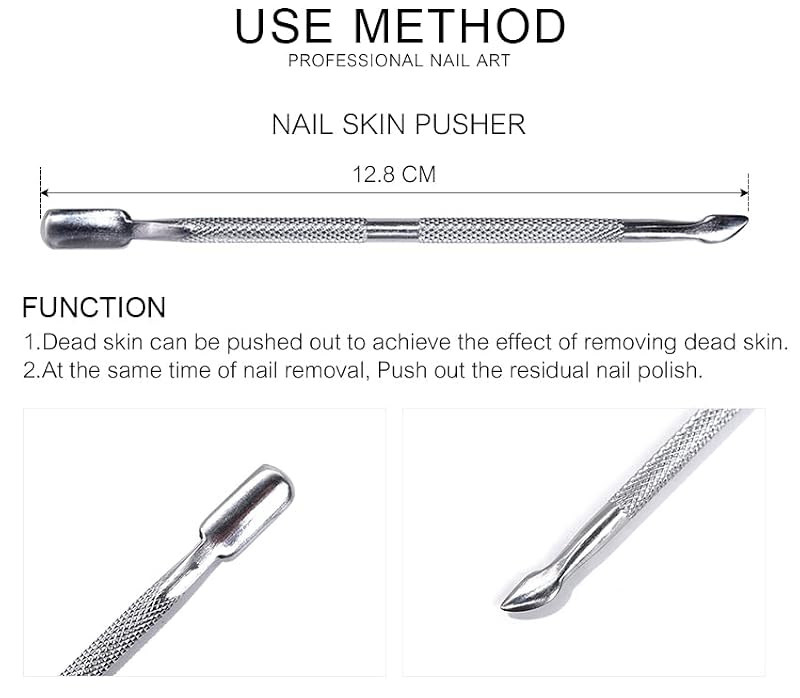 Rolabling Stainless Steel Cuticle Pusher and Nail Scraper Tool