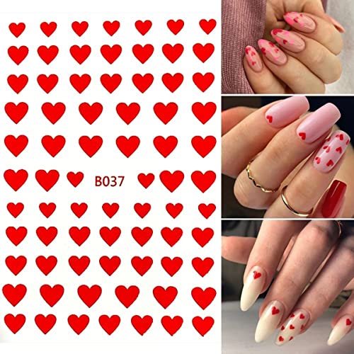3D Heart Nail Art Stickers 8 Sheets Self-Adhesive Love Decals