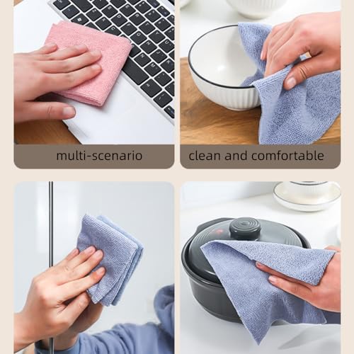 XFSPYY Microfiber Cleaning Cloths - Lint-Free Reusable 15 Pack (Pink)