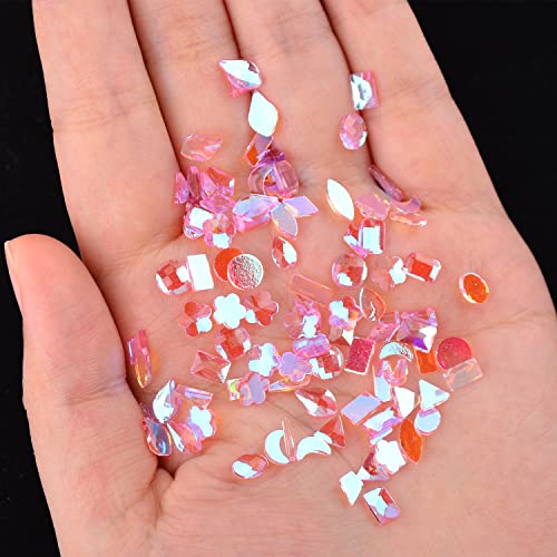 MEILINDS 100pcs Nail Art Rhinestones Set - Mixed Shape Glass Gems & Beads