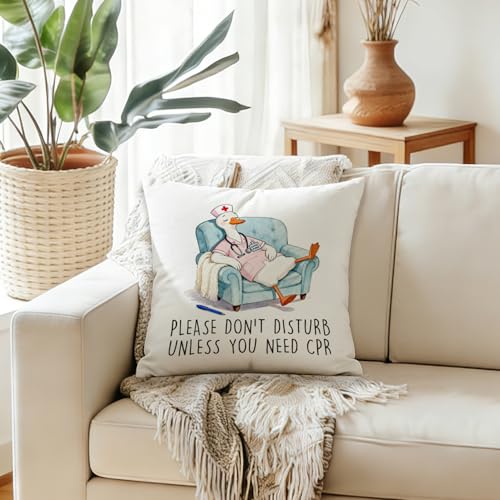 Funny Goose Nurse Pillow Cover 18x18 - Nurse Appreciation Gift