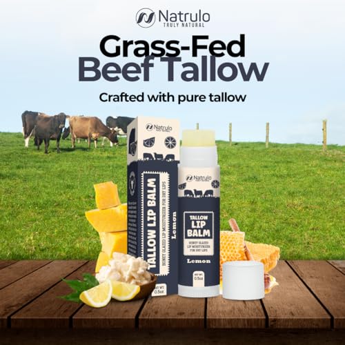 Natrulo Beef Tallow Lip Balm – Grass Fed Tallow & Beeswax Lemon Chapstick