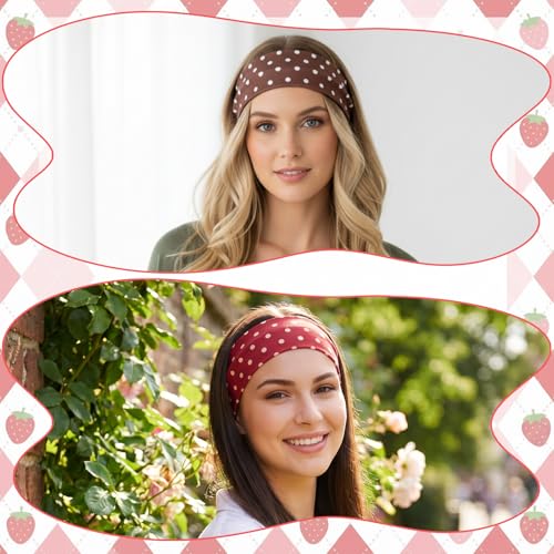 Snuviax 8 Pack Classic Polka Dot Fabric Headbands for Women Non-Slip
