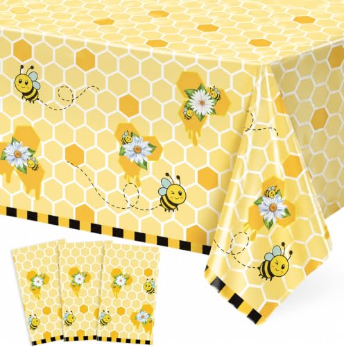 Bee Tablecloth 3 Pack Honey Bee Party Table Cover 51x86 Inch