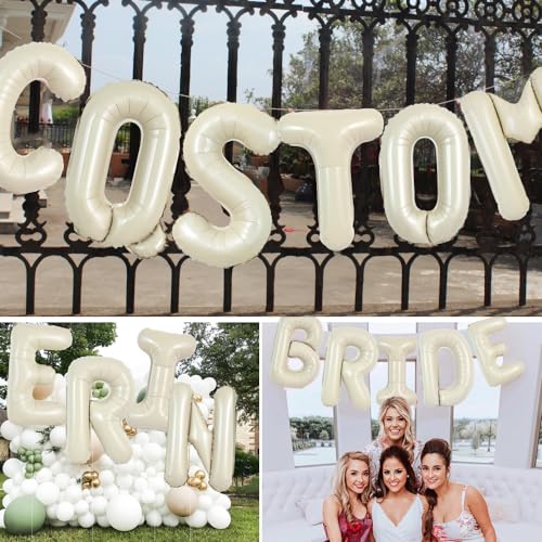 40 Inch Cream White Letter J Balloon - Giant Foil Decoration