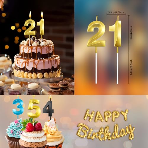 Silver Number 21 Birthday Candles - 2 Pack for Cake Decoration