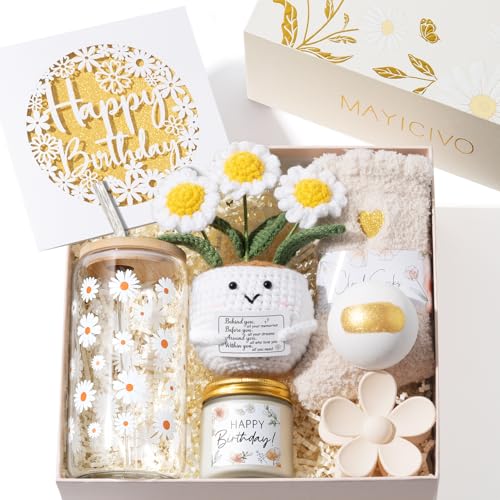 Happy Birthday Gift Basket for Women Mom Sister - Daisy Deluxe Set