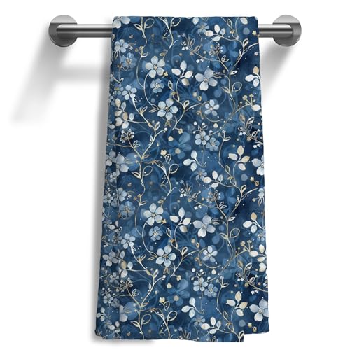 Vintage Blue Floral Kitchen & Bathroom Towels - 16x24 In.