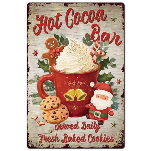 Hot Cocoa Bar Tin Sign - Vintage Metal Wall Art for Home & Cafe