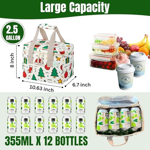 VENO Insulated Lunch Bags 2 Pack - 12 Can Capacity, Water-Resistant, Jingle Mix